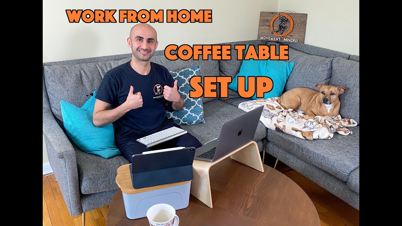 Read more about the article Work from home. Coffee table ergonomic set up.